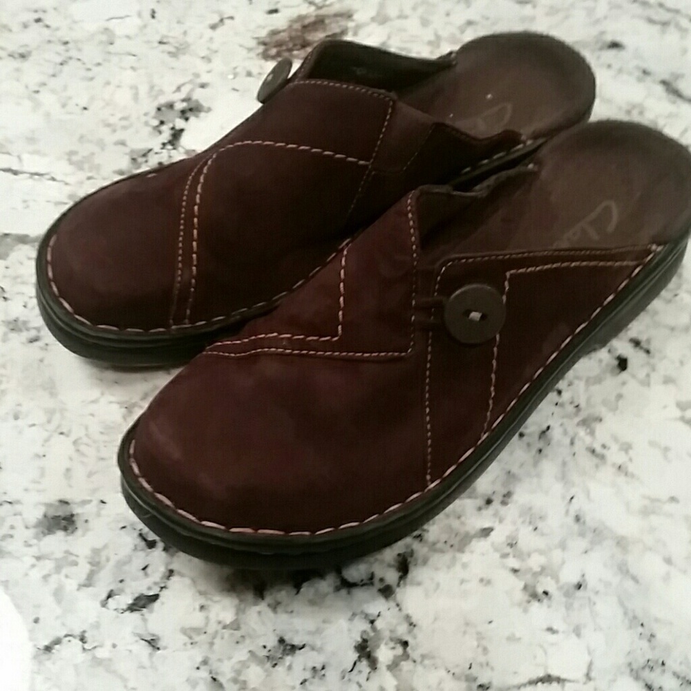 Clarks Brown Suede Slip-On Slide Oxfords 6M - Picture 7 of 8